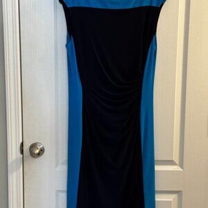 Ralph Lauren Color Block Dress | Navy & Royal Blue | Size 12 | Sleeveless Knee-L